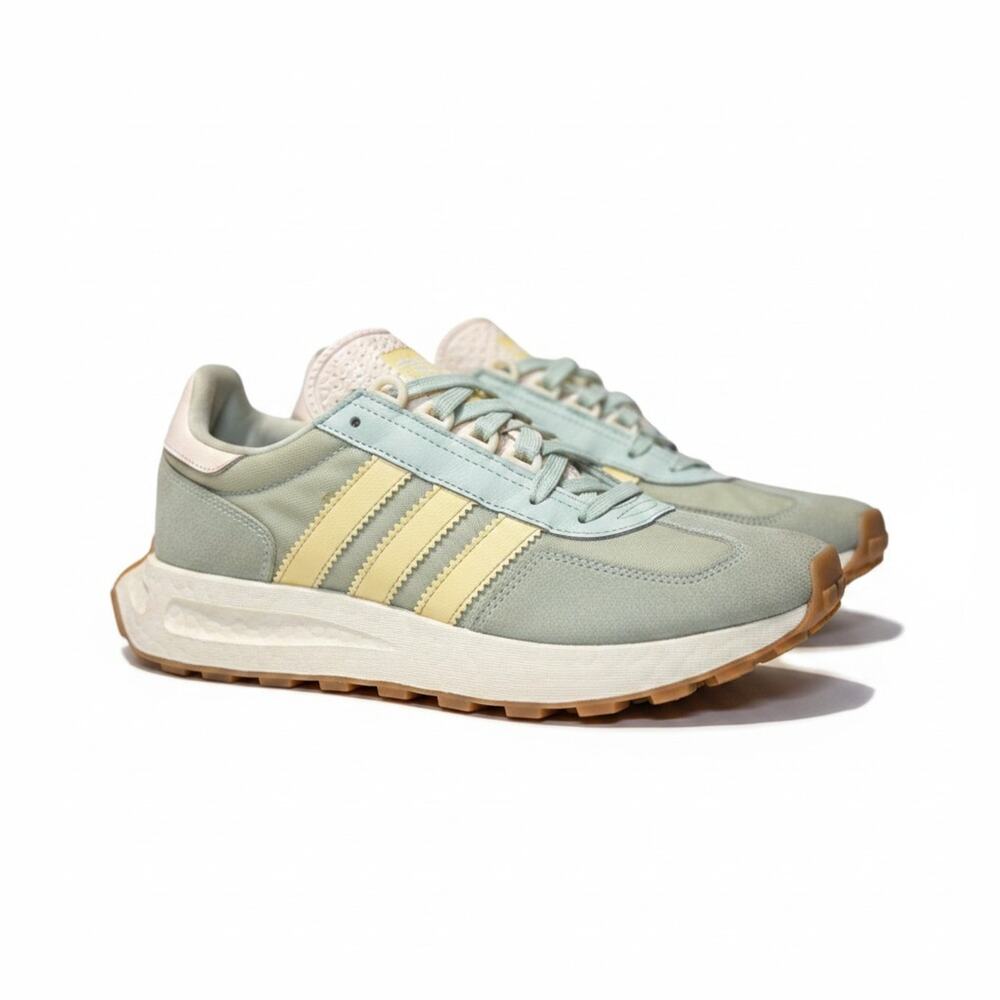 Adidas Retropy E5 Boost Sneakers Linen Green Almost Yellow Gum Sole Women's 9.5